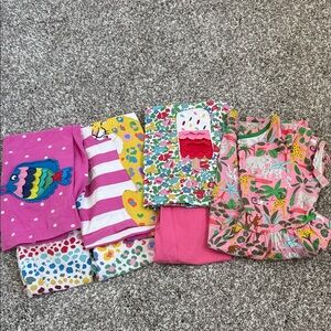 Mini Boden tunics, capri leggings, jersey dress